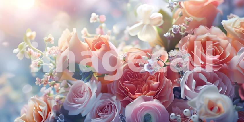 Bouquet of flowers in pastel colors background - Ai Generated
