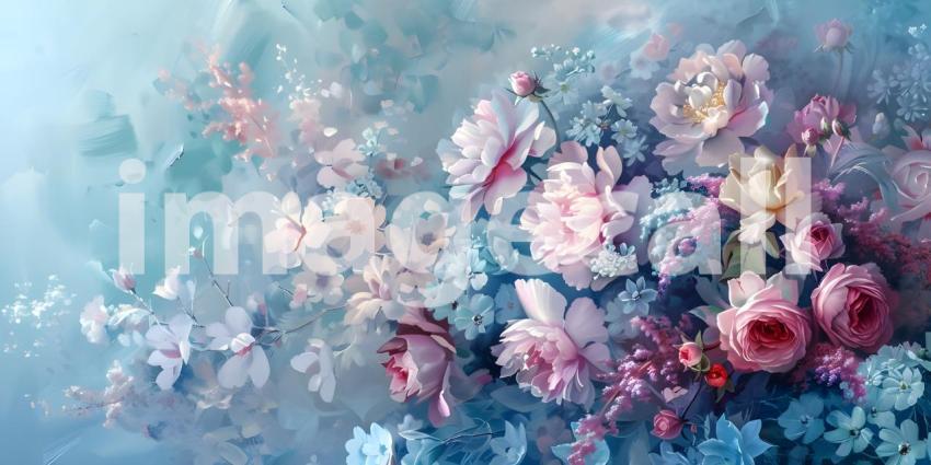 Bouquet of flowers in pastel colors background - Ai Generated