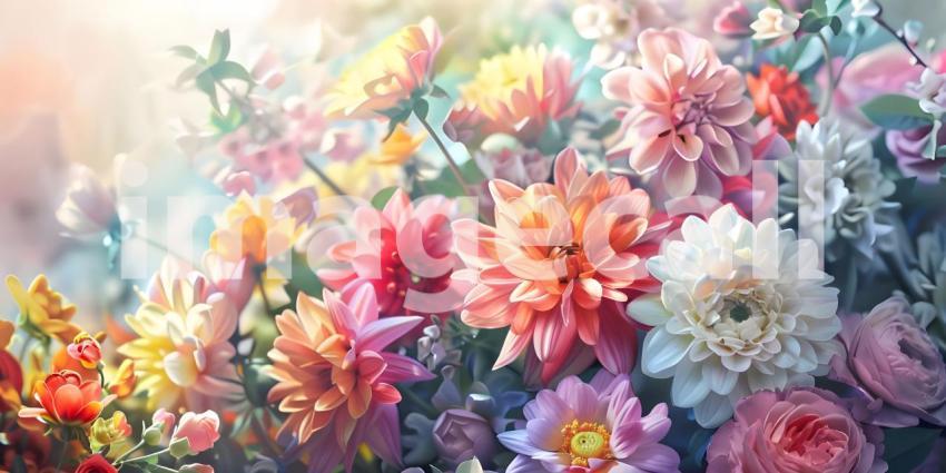 Bouquet of flowers in pastel colors background - Ai Generated