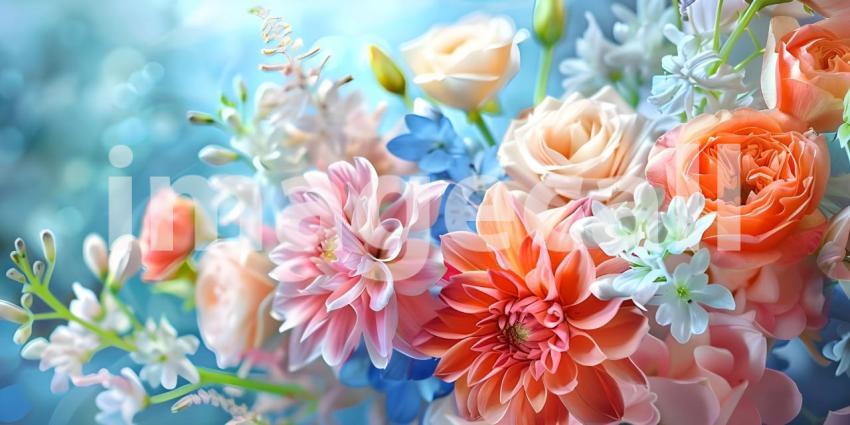 Bouquet of flowers in pastel colors background - Ai Generated