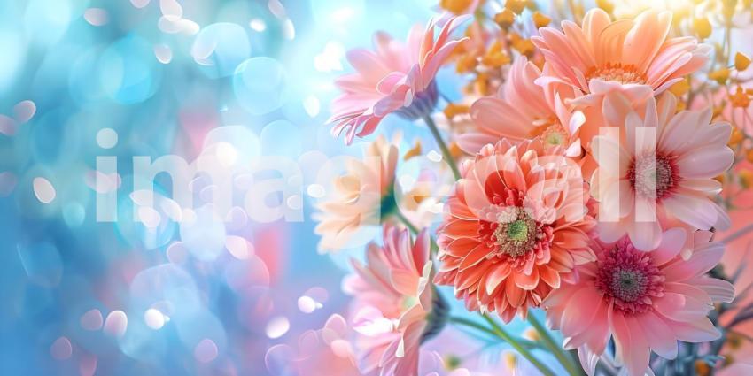Bouquet of flowers in pastel colors background - Ai Generated