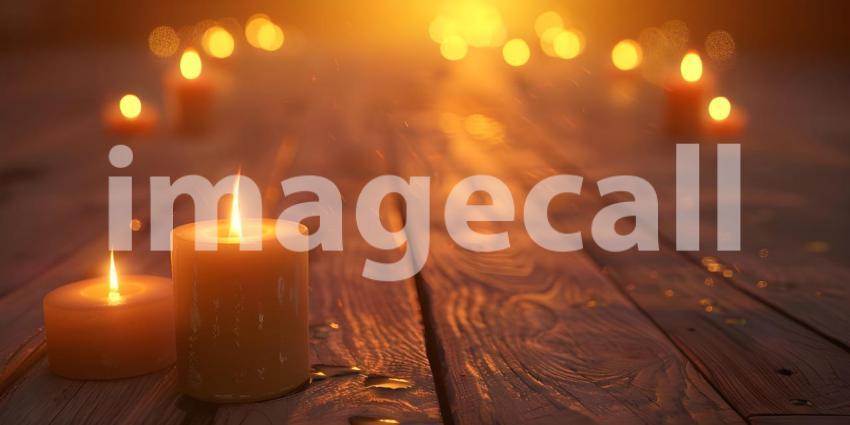 Burning candles on floor background - Ai Generated