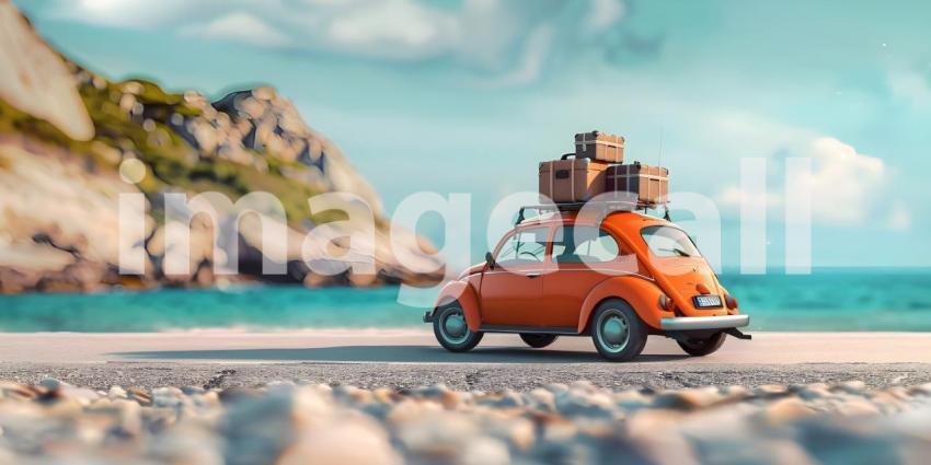 Car with luggage ready for summer holidays background - Ai Generated