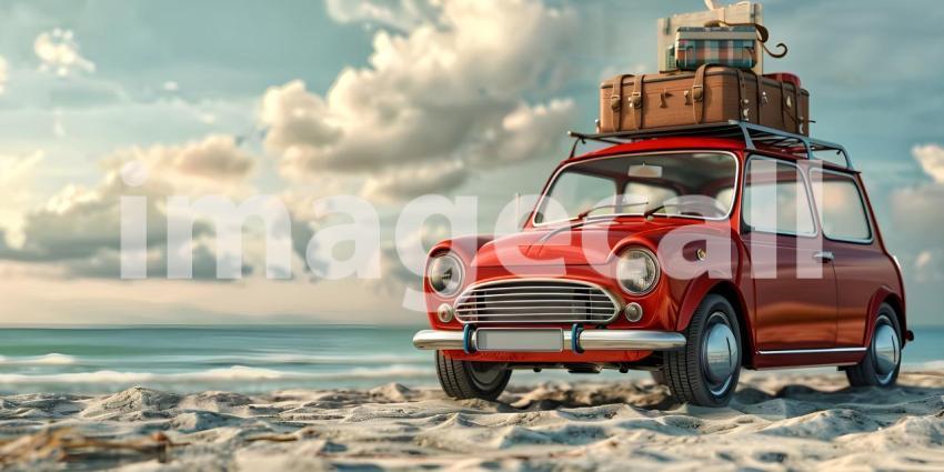 Car with luggage ready for summer holidays background - Ai Generated