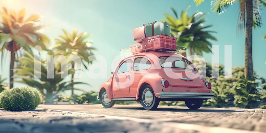 Car with luggage ready for summer holidays background - Ai Generated