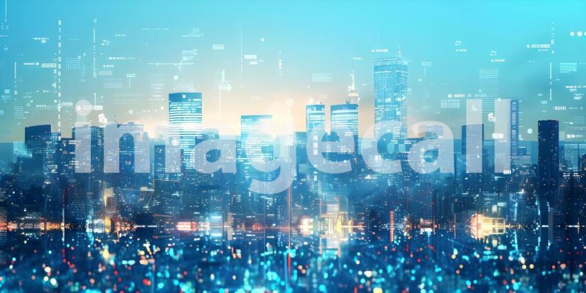 City skyline cyberpunk background - Ai Generated