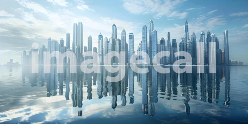 City skyline cyberpunk background - Ai Generated