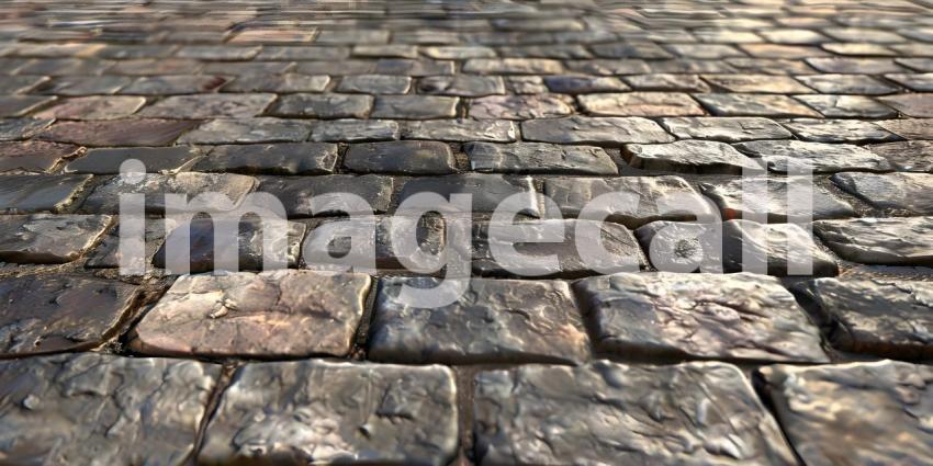 Cobblestone road surface texture background - Ai Generated