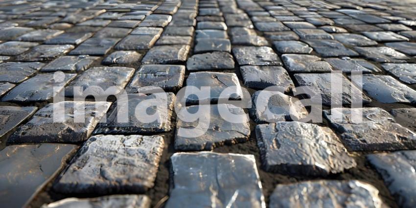 Cobblestone road surface texture background - Ai Generated