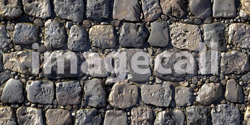 Cobblestone road surface texture background - Ai Generated