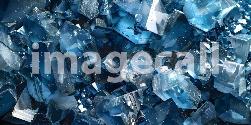 Collection of blue and silver crystals background - Ai Generated