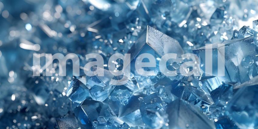 Collection of blue and silver crystals background - Ai Generated