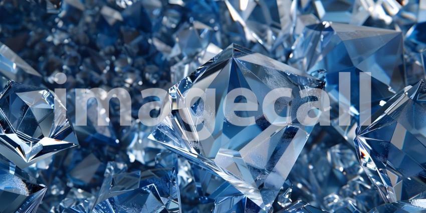 Collection of blue and silver crystals background - Ai Generated