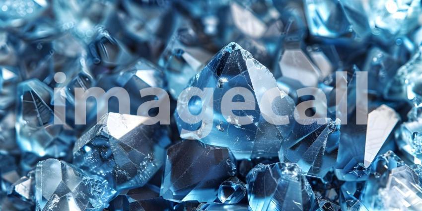 Collection of blue and silver crystals background - Ai Generated