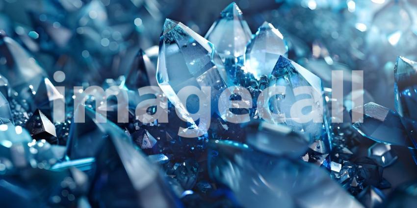 Collection of blue and silver crystals background - Ai Generated