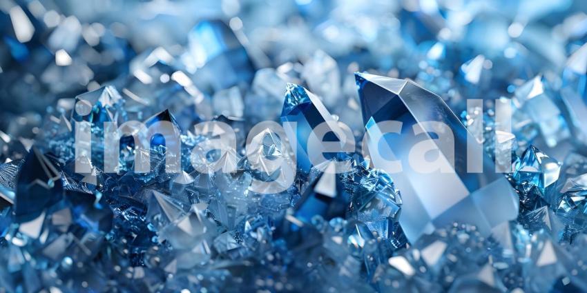 Collection of blue and silver crystals background - Ai Generated