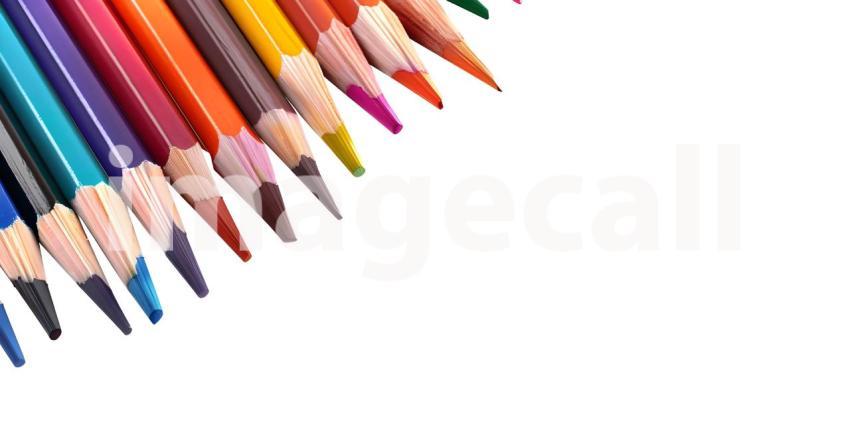 Color pencils with copy space isolated on white background - Ai Generated