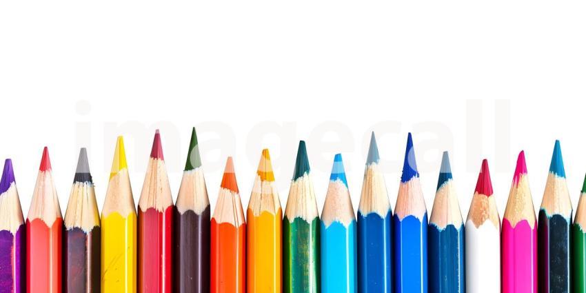 Color pencils with copy space isolated on white background - Ai Generated
