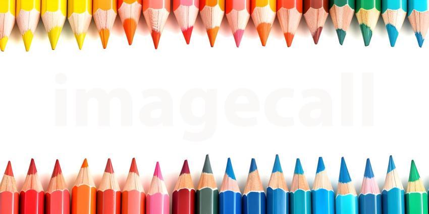 Color pencils with copy space isolated on white background - Ai Generated