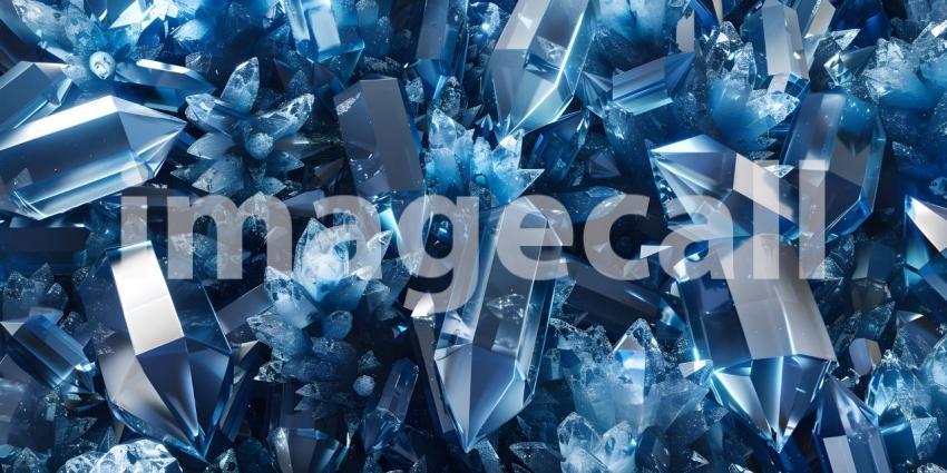 Collection of blue and silver crystals background - Ai Generated