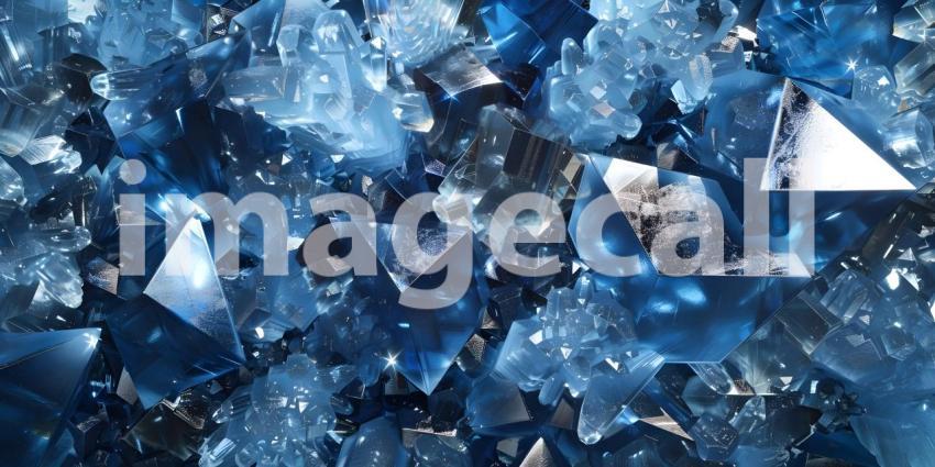 Collection of blue and silver crystals background - Ai Generated