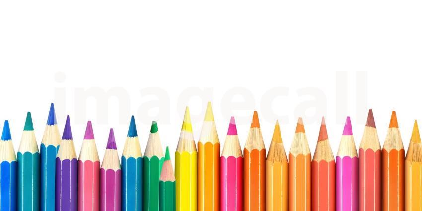 Color pencils with copy space isolated on white background - Ai Generated