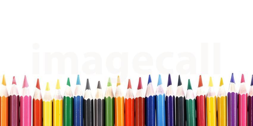 Color pencils with copy space isolated on white background - Ai Generated