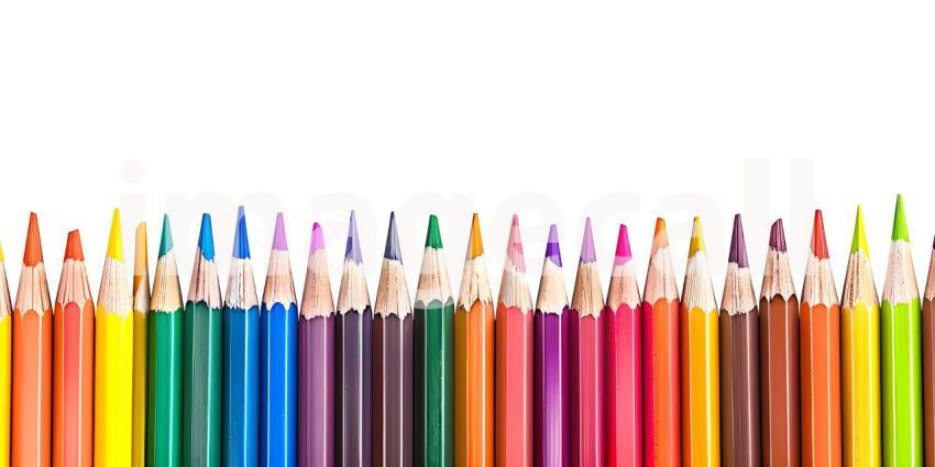 Color pencils with copy space isolated on white background - Ai Generated