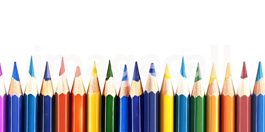 Color pencils with copy space isolated on white background - Ai Generated