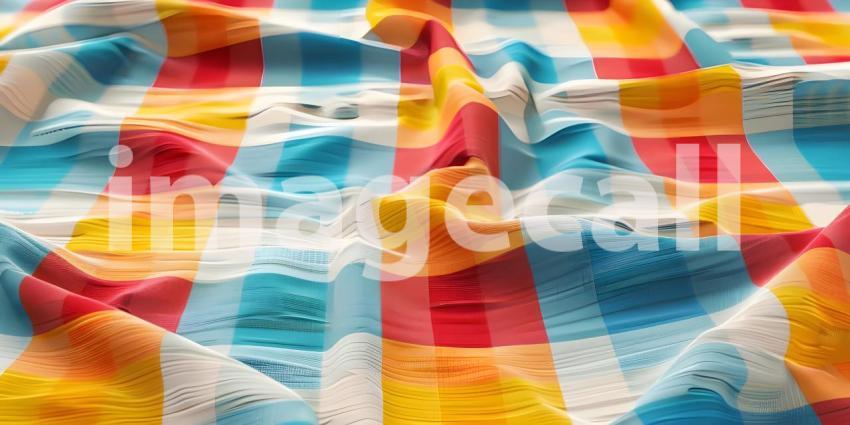 Colorful checkered tablecloth background - Ai Generated