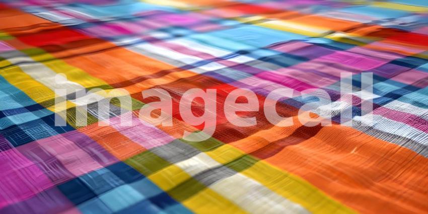 Colorful checkered tablecloth background - Ai Generated