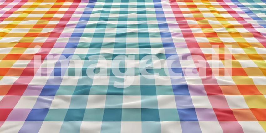 Colorful checkered tablecloth background - Ai Generated