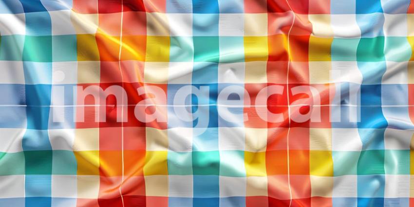 Colorful checkered tablecloth background - Ai Generated