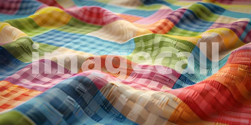 Colorful checkered tablecloth background - Ai Generated
