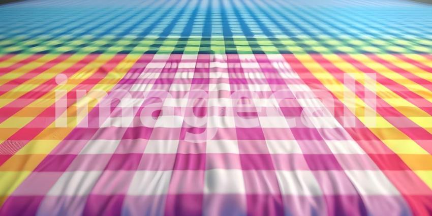 Colorful checkered tablecloth background - Ai Generated