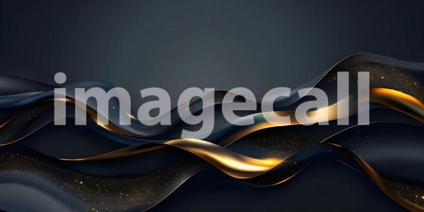 Abstract dark wave background with ribbon gold lines - Ai Genera