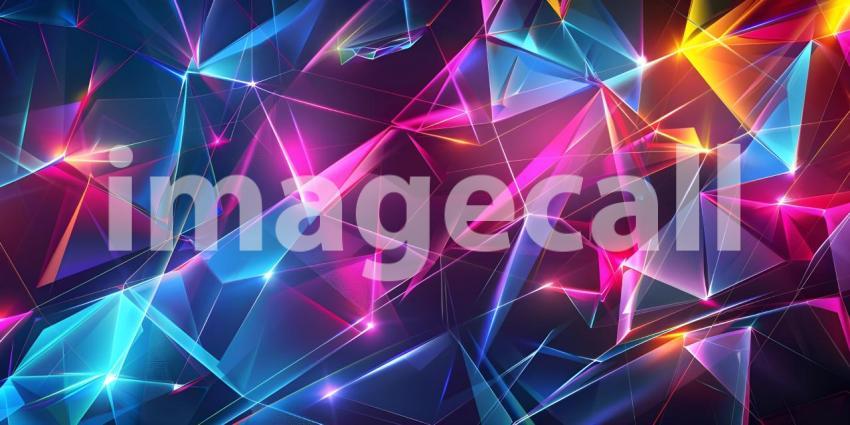 Beautiful Abstract neon light geometric background - Ai Generate