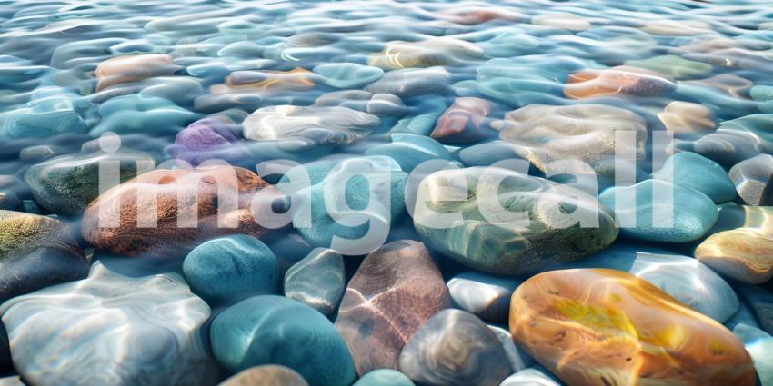 Colorful Sea stones in the sea water background - Ai Generated