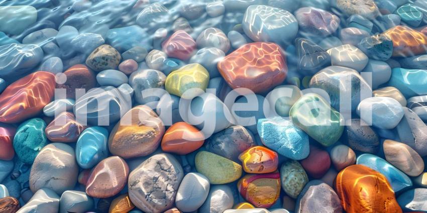 Colorful Sea stones in the sea water background - Ai Generated