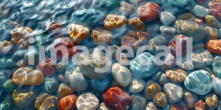 Colorful Sea stones in the sea water background - Ai Generated