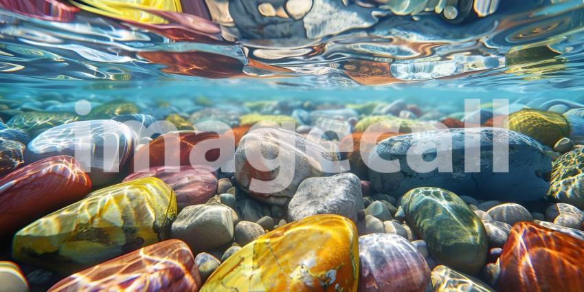 Colorful Sea stones in the sea water background - Ai Generated