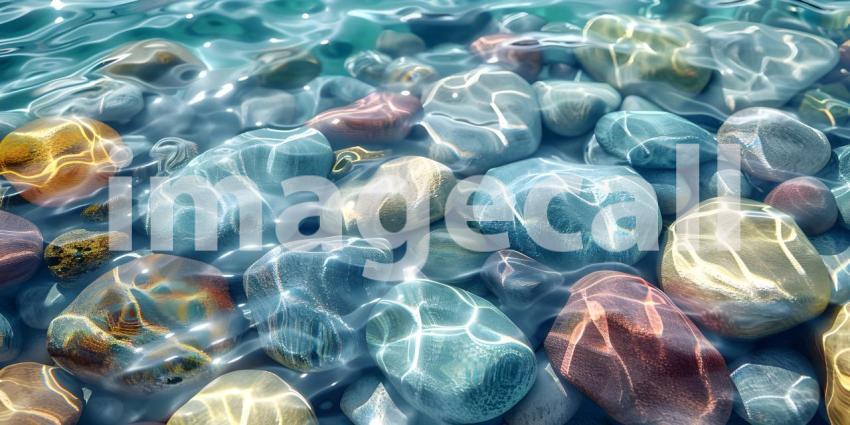 Colorful Sea stones in the sea water background - Ai Generated