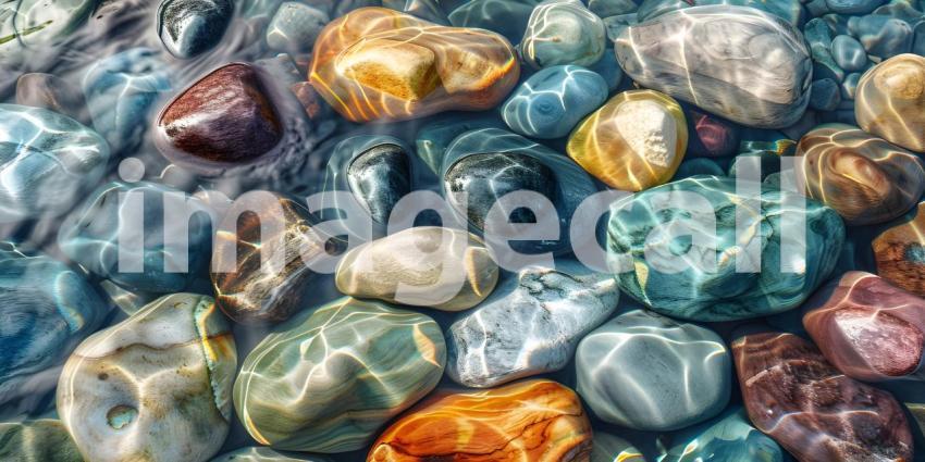 Colorful Sea stones in the sea water background - Ai Generated