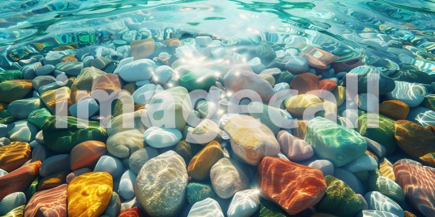 Colorful Sea stones in the sea water background - Ai Generated