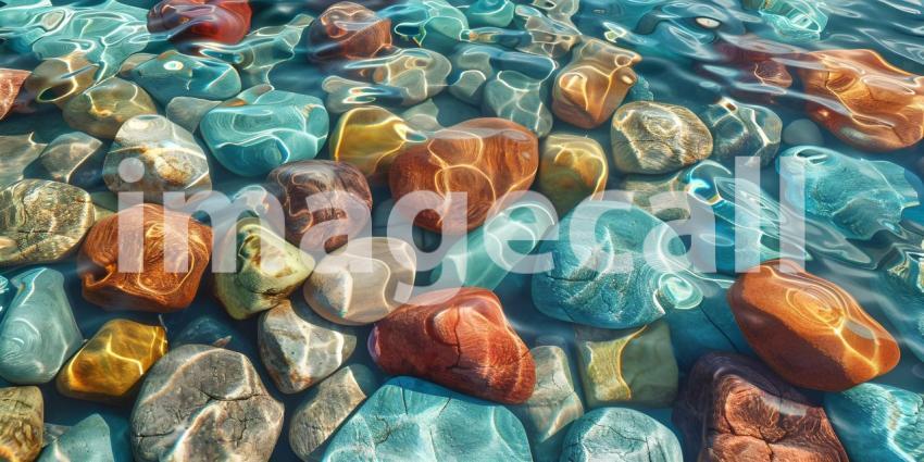 Colorful Sea stones in the sea water background - Ai Generated