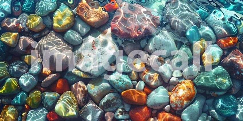 Colorful Sea stones in the sea water background - Ai Generated