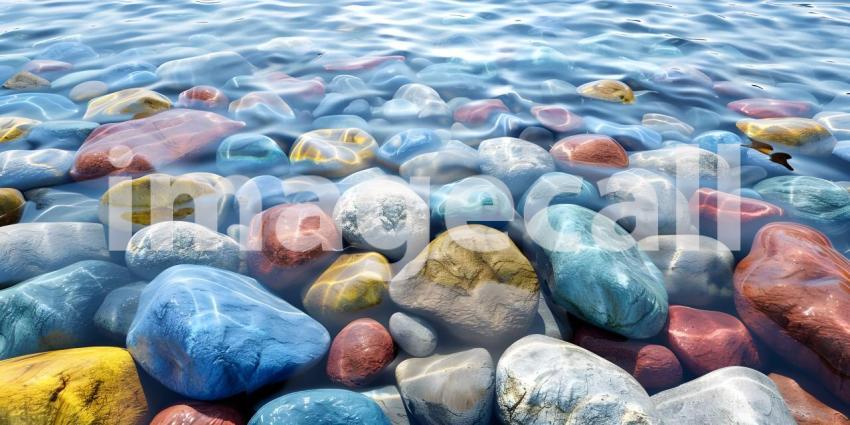 Colorful Sea stones in the sea water background - Ai Generated
