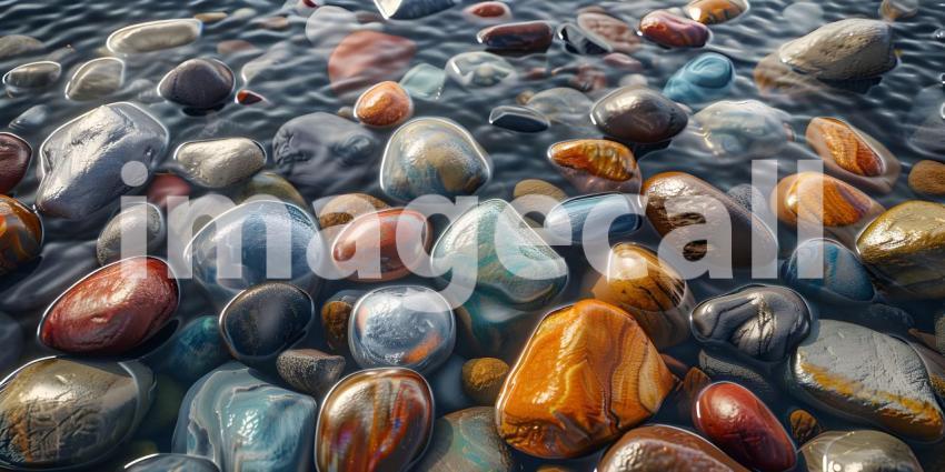 Colorful Sea stones in the sea water background - Ai Generated