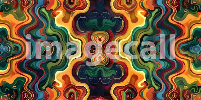 Colorful Seamless retro style groovy psychedelic background - Ai Generated