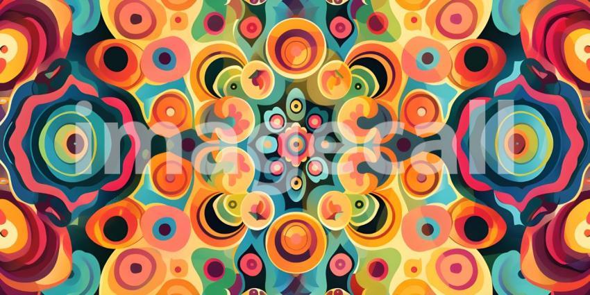Colorful Seamless retro style groovy psychedelic background - Ai Generated